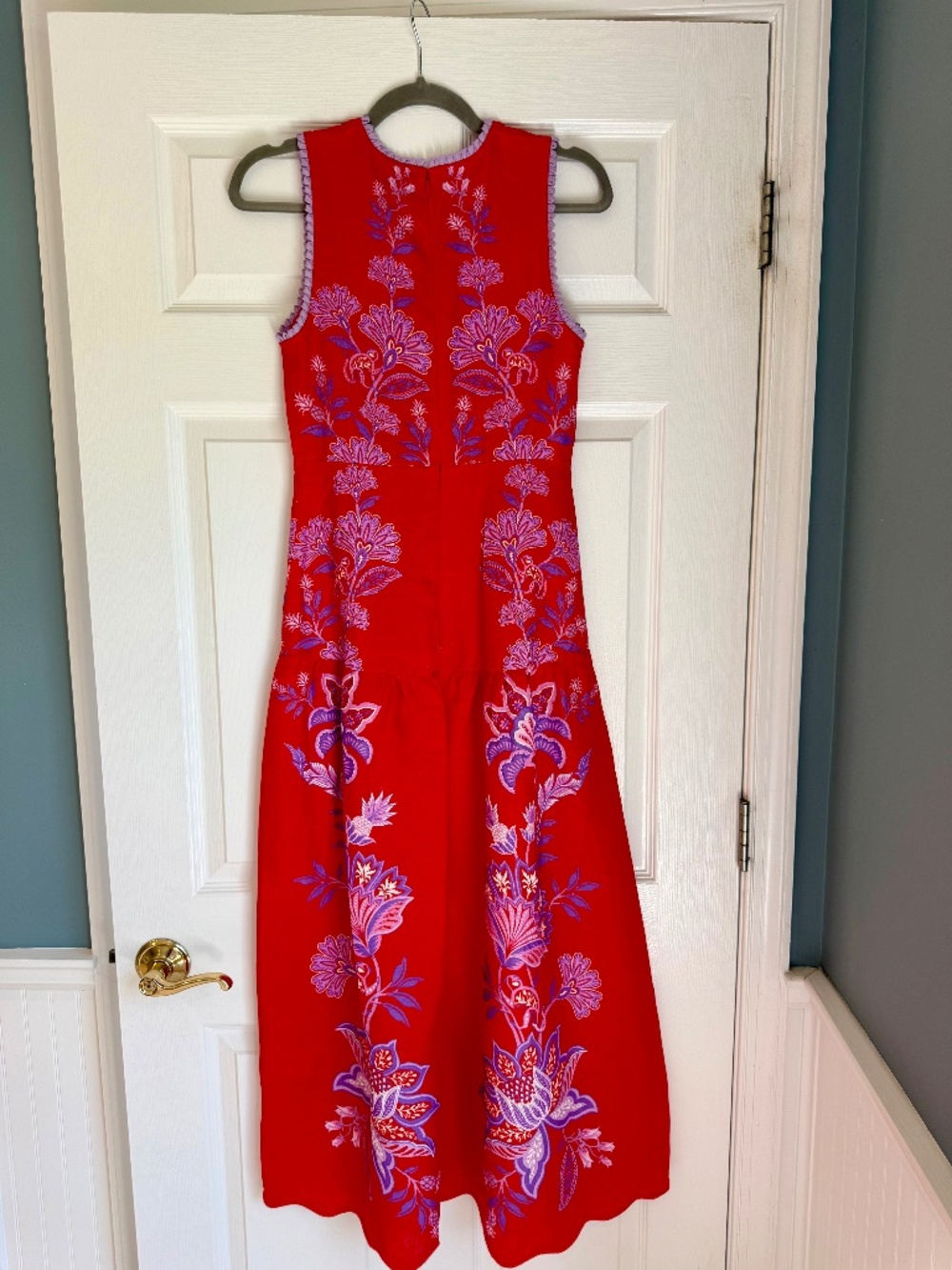 Farm Rio XS Porcelain Garden Red Midi Dress - Picture 4 of 4